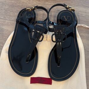 Valentino Women's Black Gloss Sandals
